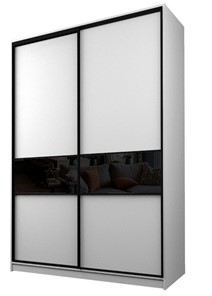 Шкаф 2-х створчатый MAX МШ-23-6-18-99, Профиль Черный/Цвет Белый/Стекло с черной пленкой Oracal в Тюмени