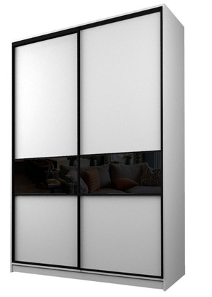 Шкаф 2-х створчатый MAX МШ-23-6-18-99, Профиль Черный/Цвет Белый/Стекло с черной пленкой Oracal в Тюмени - изображение