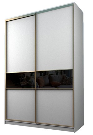 Шкаф 2-х створчатый MAX МШ-23-6-18-99, Профиль Золото/Цвет Белый/Стекло с черной пленкой Oracal в Тюмени - изображение