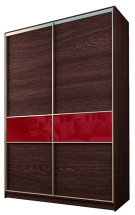 Шкаф 2-х дверный MAX МШ-23-6-18-99, Профиль Золото/Цвет Венге/Стекло с пленкой Oracal бургунди в Тюмени - изображение