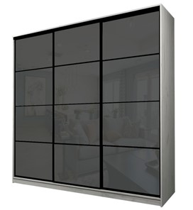 Шкаф 3-х дверный MAX МШ-25-6-24-222, Профиль Черный/Цвет Дуб Крафт белый/Oraclal Темно-серый в Тюмени