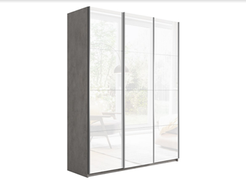 Шкаф-купе Прайм (3 Белое стекло) 1800x570x2300, бетон в Тюмени