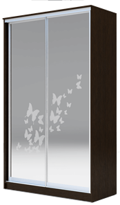 Шкаф двухдверный 2200х1200х620 два зеркала, "Бабочки" ХИТ 22-12-66-05 Венге Аруба в Тюмени - предосмотр