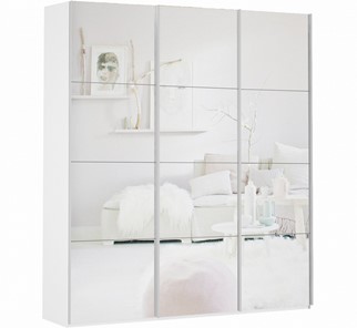 Шкаф 3-х дверный Прайм (3 зеркало) 1800x570x2300, белый снег в Тюмени - предосмотр