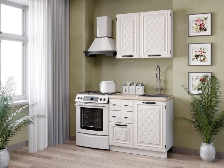 Модульный кухонный гарнитур Марина 1500(Белый/Алебастр) в Заводоуковске - изображение