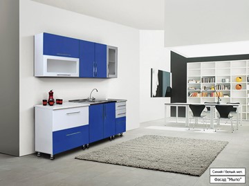 Модульная кухня Мыло 224 2000х718, цвет Синий/Белый металлик в Тюмени - предосмотр
