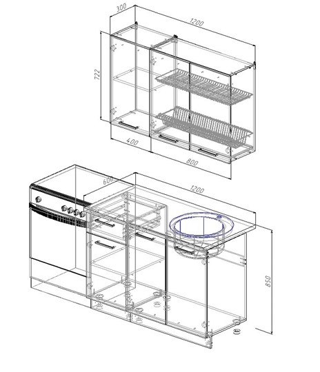 Модульный кухонный гарнитур Латте-1200 в Тюмени - изображение 1