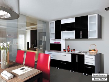 Прямой кухонный гарнитур Мыло 224 2600, цвет Черный/Белый металлик в Заводоуковске