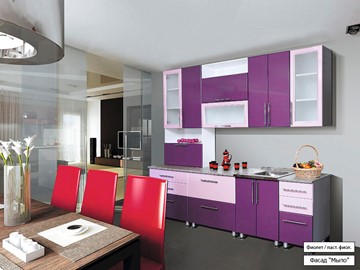 Прямой кухонный гарнитур Мыло 224 2600, цвет Фиолет/Пастель фиолет в Тюмени
