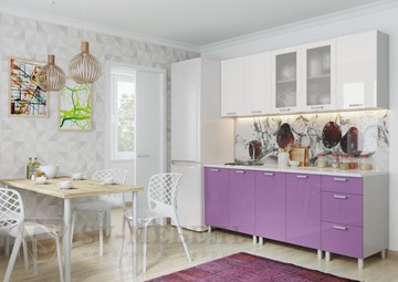 Кухонный гарнитур угловой Модерн, белый глянец/фиолетовый металлик в Тюмени