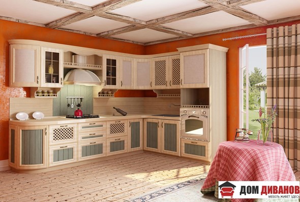 Угловой кухонный гарнитур Кантри Сонома Эйч Светлая в Тюмени - изображение