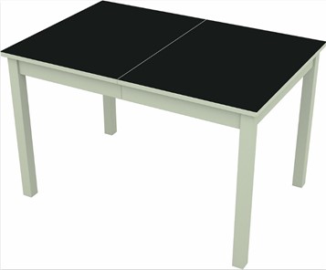 Обеденный раздвижной стол Токио дерево №3 (стекло черное/белый) в Тюмени
