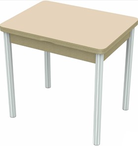 Маленький стол Бари хром №6 (стекло молочное/дуб выбеленный) в Тюмени