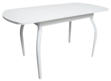 Кухонный раздвижной стол ПГ-07 ЛДСП, белый ЛДСП/32 гнутые крашеные металл белый в Тюмени