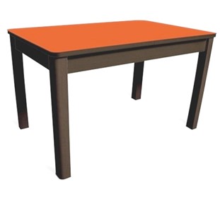 Обеденный стол Айсберг-05 СТ1, венге ЛДСП/стекло оранжевое/42 прямые массив венге в Тюмени