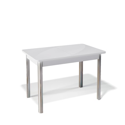 Кухонный раздвижной стол Kenner 1100S (Хром/Белый/Стекло белое глянец) в Заводоуковске - изображение