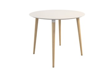Обеденный круглый стол Сканди 2, белый/светлый лак в Ишиме