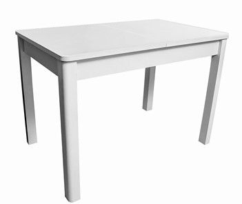 Обеденный раздвижной стол Айсберг-07 СТ1, белое ЛДСП/стекло белое/прямые массив белый в Ишиме