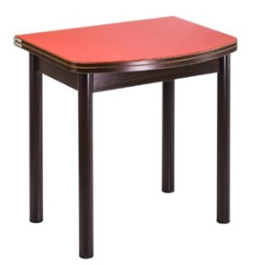 Кухонный стол раскладной СПГ-01 СТ1, венге ЛДСП/стекло оранжевое/38 прямые трубки крашеные коричневый в Ишиме