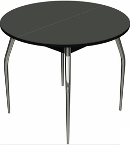 Круглый стол на кухню Ривьера исп. круг хром №5 (стекло черное/черный) в Тюмени