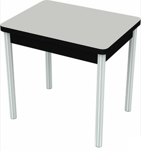 Кухонный стол раздвижной Бари хром №6 (стекло белое/черный) в Заводоуковске - предосмотр