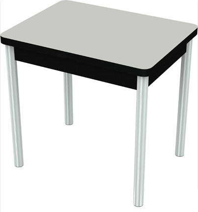 Кухонный стол раздвижной Бари хром №6 (стекло белое/черный) в Заводоуковске - изображение