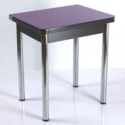 Кухонный пристенный стол СПА-02 СТ2, венге ЛДСП/стекло фиолетовый/39 прямые трубки хром в Тюмени - изображение