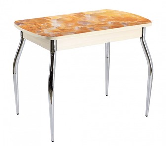 Кухонный раздвижной стол ПГ-01 СТФ, дуб молочный лдсп/оникс/35 хром гнутые в Тюмени