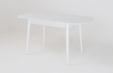Кухонный раскладной стол Хоста, опоры массив цилиндрический, Белый в Тюмени - предосмотр 1