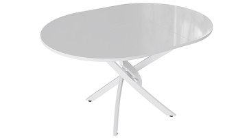 Кухонный стол раскладной Diamond тип 3 (Белый муар/Белый глянец) в Тюмени - предосмотр 1