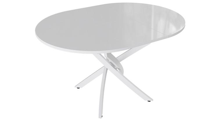 Кухонный стол раскладной Diamond тип 3 (Белый муар/Белый глянец) в Заводоуковске - изображение 1