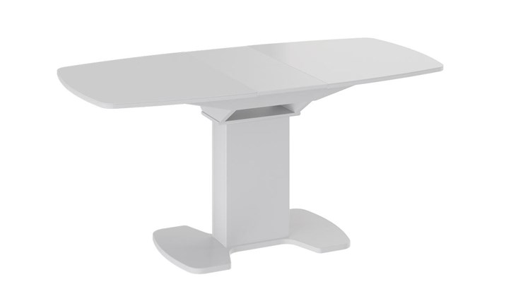 Обеденный раздвижной стол Портофино (СМ(ТД)-105.02.11(1)), цвет Белый глянец/Стекло белое в Заводоуковске - изображение 1