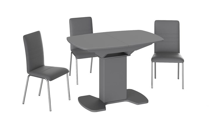 Обеденный раздвижной стол Портофино (СМ(ТД)-105.01.11(1)), цвет Серое/Стекло серое матовое LUX в Ишиме - изображение 2