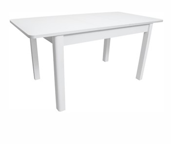 Кухонный стол раздвижной Айсберг-02 СТ1, белое ЛДСП/стекло белое/прямые массив белый в Тюмени - предосмотр 1