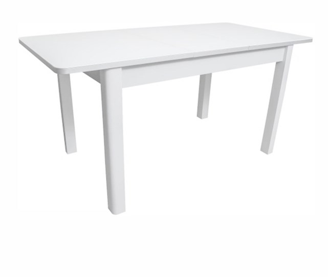 Кухонный стол раздвижной Айсберг-02 СТ1, белое ЛДСП/стекло белое/прямые массив белый в Тюмени - изображение 1
