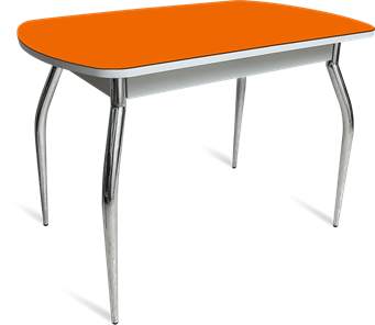 Стол со стеклянной столешницей ПГ-04 СТ белое/оранжевое/хром фигурные в Тюмени