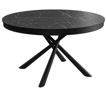 Керамический обеденный стол DikLine KR120 мрамор черный Калаката/опоры черные в Тюмени
