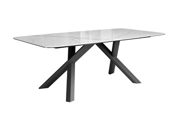 Обеденный стол DikLine KS220 керамика Cloud (белый глянец C11)/опоры черные в Тюмени