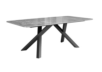 Керамический обеденный стол DikLine KS220 керамика Monsoon (серый глянец JA688) / опоры черные в Тюмени