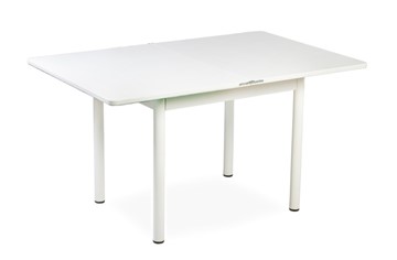 Кухонный пристенный стол СПА-07 СТФ, белый/фотопечать ромашки/опоры прямые хром в Тюмени - предосмотр 1