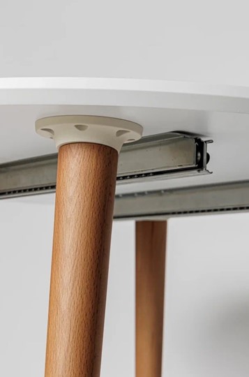 Обеденный круглый раздвижной стол Белая Эмаль д. 100 см МДФ ножки светлый орех в Заводоуковске - изображение 18