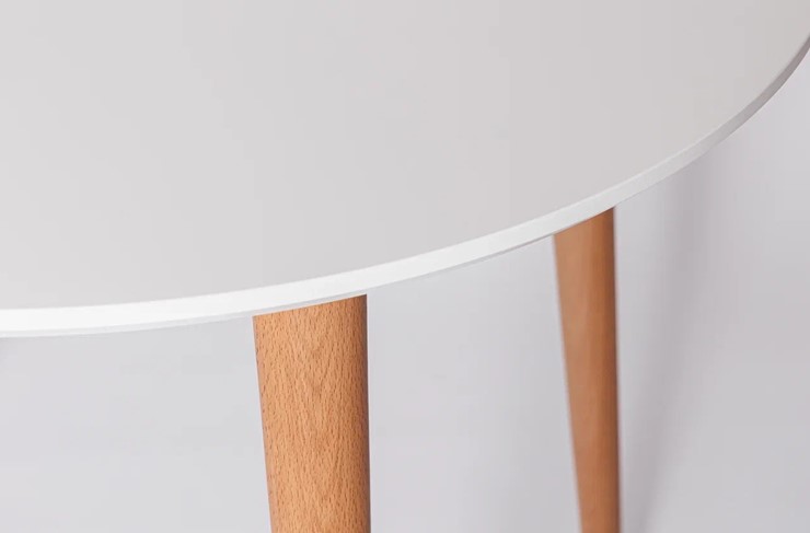 Обеденный круглый раздвижной стол Белая Эмаль д. 90 см МДФ ножки светлый орех в Заводоуковске - изображение 21