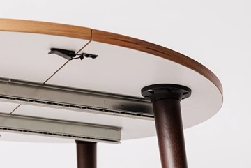 Обеденный круглый раздвижной стол Шпон Ореха д. 100 см МДФ светлый орех в Тюмени - предосмотр 3