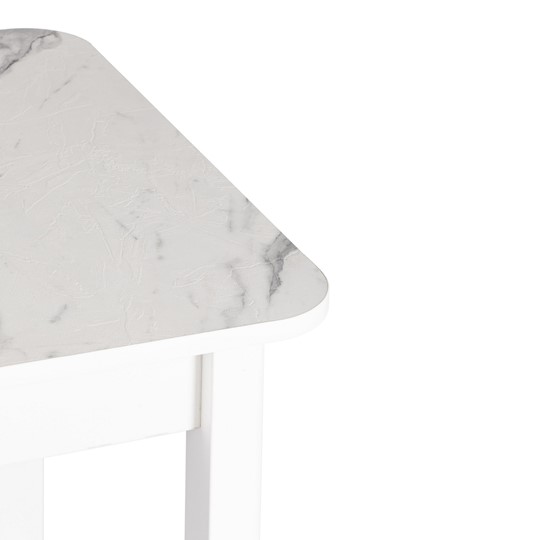 Кухонный стол раскладной ALIGERY ЛДСП/HPL/опора-массив березы, 130х75+30х75, Мрамор светлый/белый арт.20606 в Тюмени - изображение 10