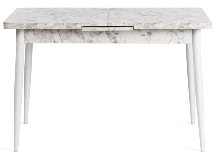 Кухонный стол раздвижной ALTA (mod. 1183) ЛДСП+меламин/металл, 120+30х70х75, белый мрамор/белый, арт.19486 в Заводоуковске - изображение 2