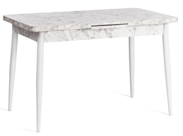 Кухонный стол раздвижной ALTA (mod. 1183) ЛДСП+меламин/металл, 120+30х70х75, белый мрамор/белый, арт.19486 в Тюмени