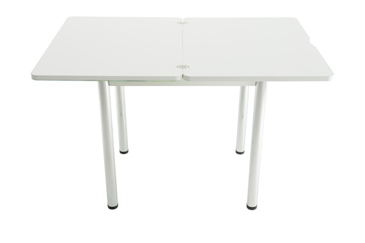 Обеденный раздвижной стол Бари хром №6 (Exclusive h102/белый) в Тюмени - изображение 4