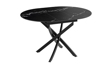 Кухонный стол раскладной Бергамо Тип 1 (Черный муар/Стекло матовое черный мрамор) в Тюмени - предосмотр 7