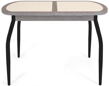 Обеденный раздвижной стол Будапешт-1 ПЛ (ноги черные, плитка бежевая/серый камень) в Тюмени - предосмотр 1