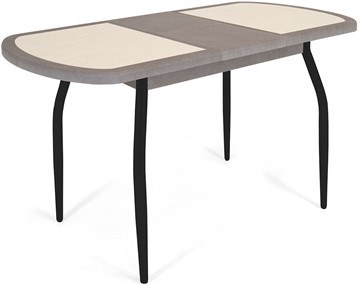 Обеденный раздвижной стол Будапешт-1 ПЛ (ноги черные, плитка бежевая/серый камень) в Тюмени - предосмотр 2